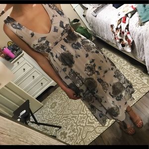 Cutout Mid-knee Floral Dress